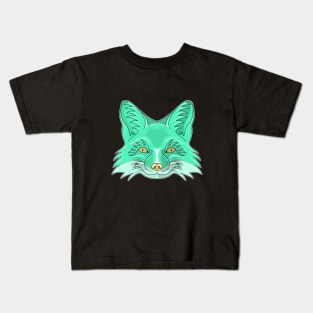 cyan fox face Kids T-Shirt